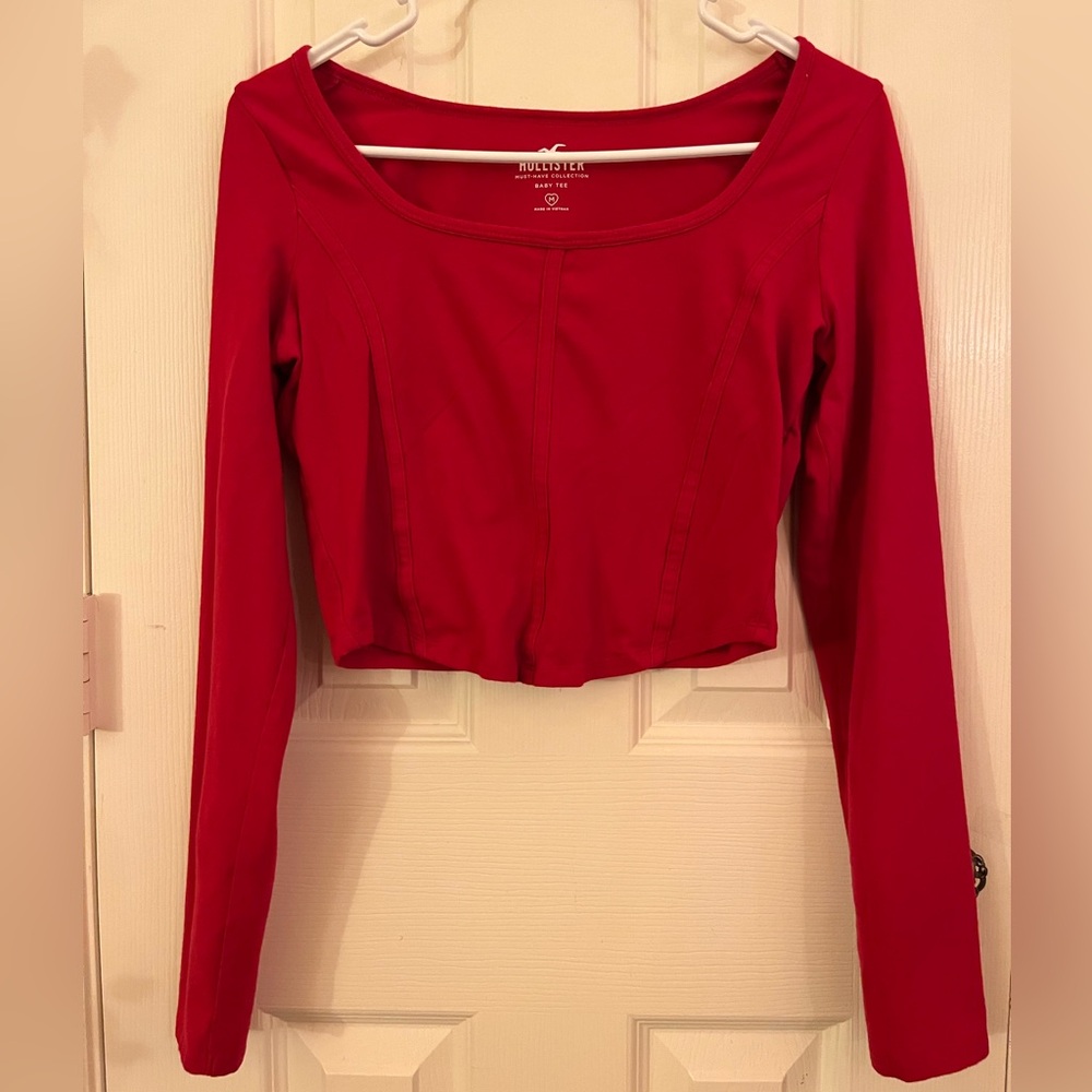 red long sleeve top